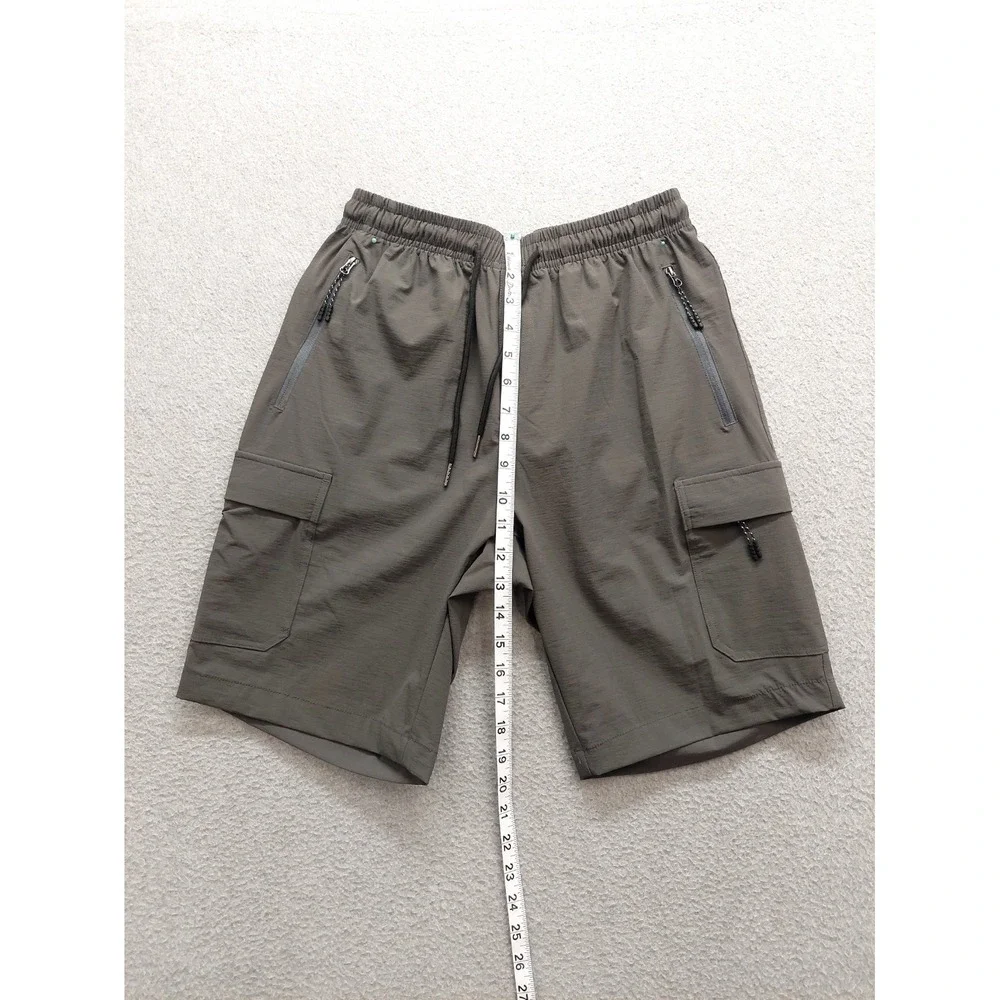 Scollit Men  Shorts S Gray Drawstring Elastic Waist Zipper Pockets Performance